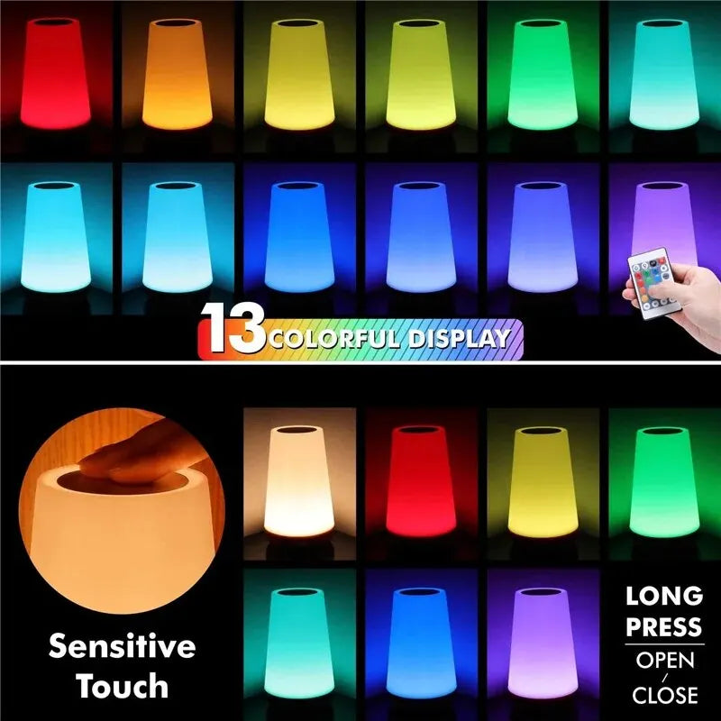 RGB 13-Color Night Light – Touch & Remote Control