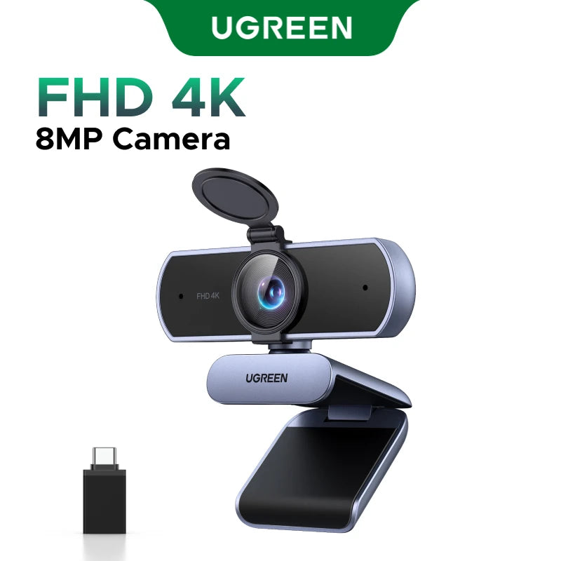 UGREEN 4K FHD Webcam – Auto Focus & Noise-Cancelling Mics