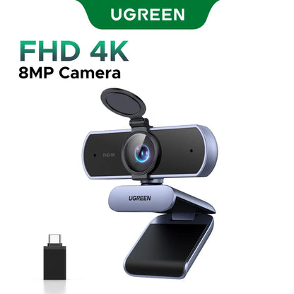 UGREEN 4K FHD Webcam – Auto Focus & Noise-Cancelling Mics