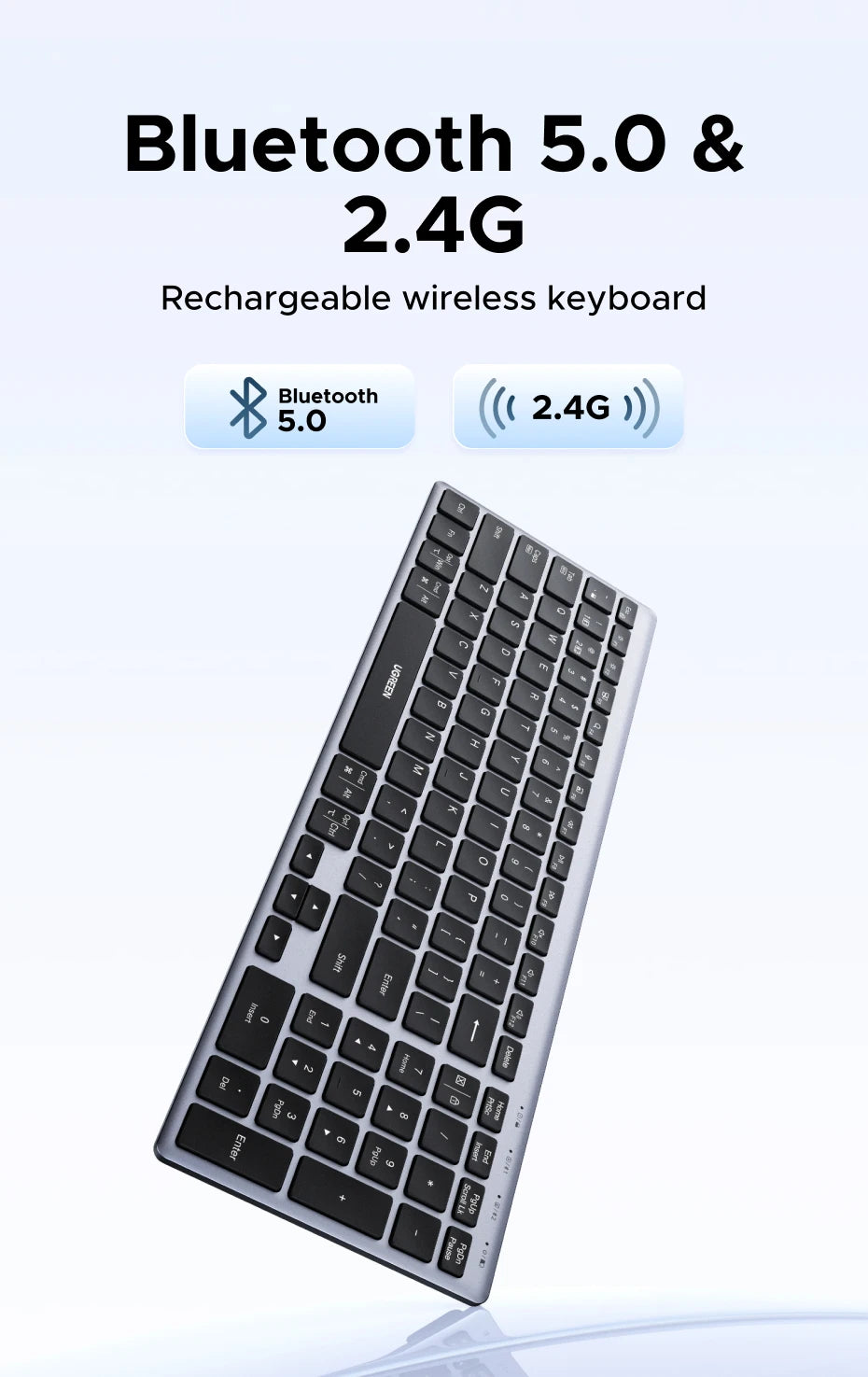 UGREEN 99-Key Wireless Keyboard (Bluetooth & 2.4G)