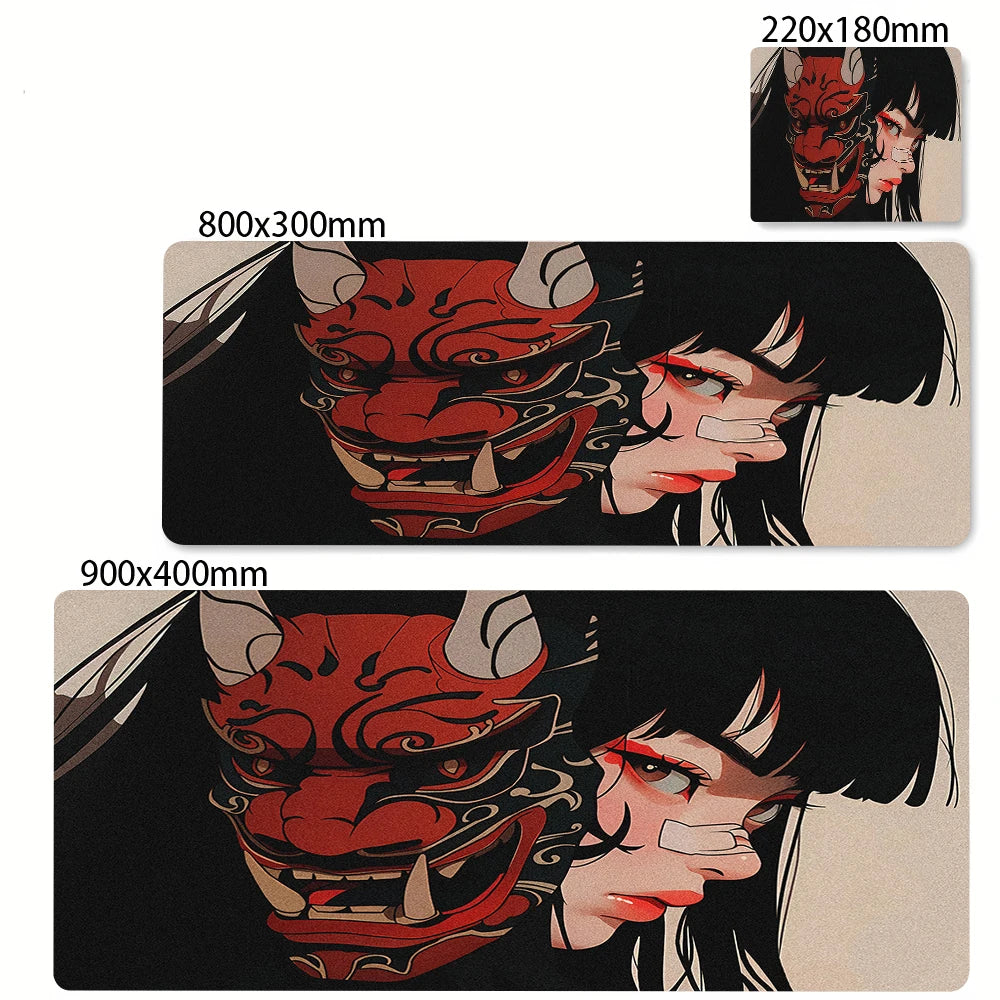 XXL Anime Gaming Desk Mat – Mask Girl Design