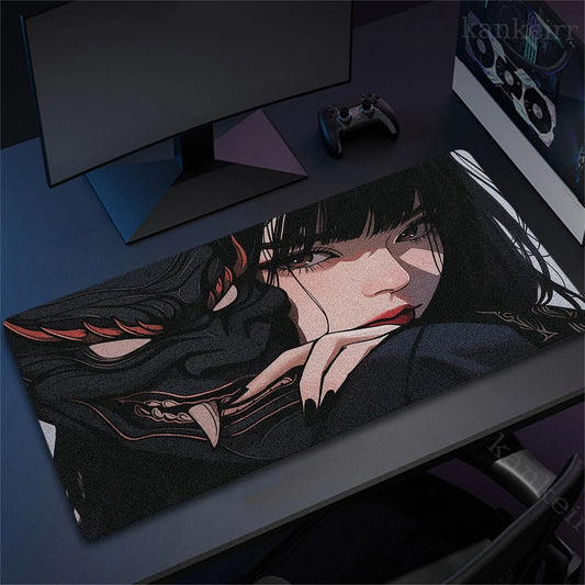 XXL Anime Gaming Desk Mat – Mask Girl Design