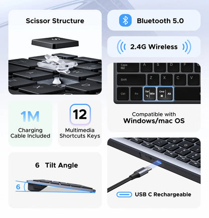 UGREEN 99-Key Wireless Keyboard (Bluetooth & 2.4G)