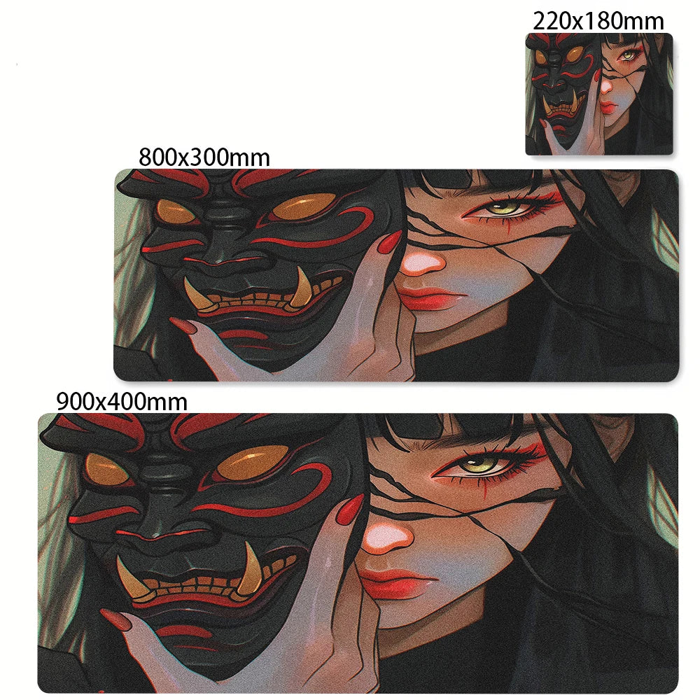 XXL Anime Gaming Desk Mat – Mask Girl Design
