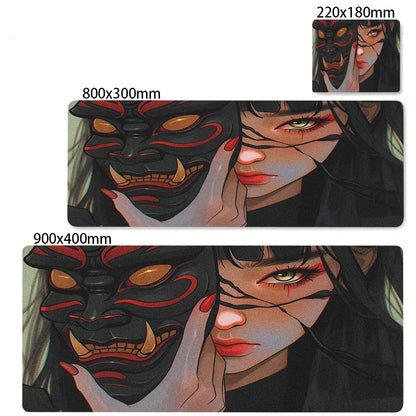 XXL Anime Gaming Desk Mat – Mask Girl Design