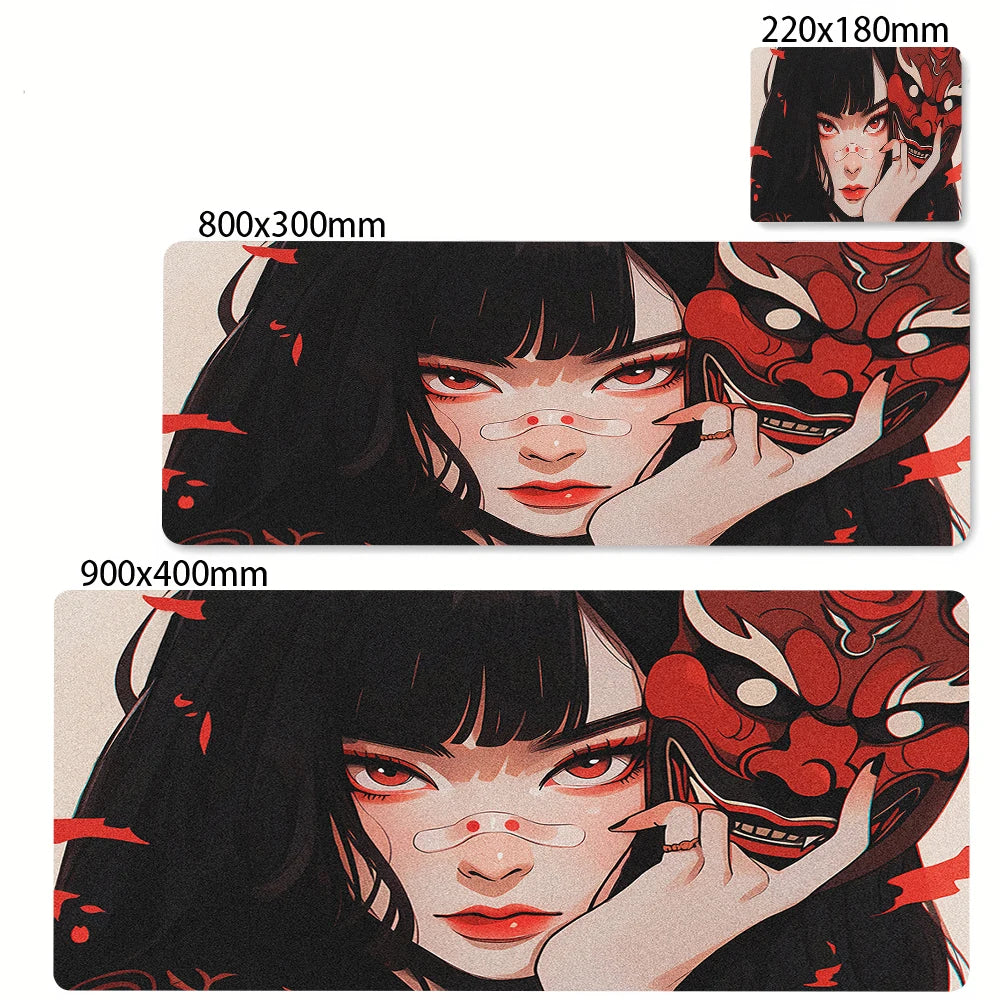 XXL Anime Gaming Desk Mat – Mask Girl Design