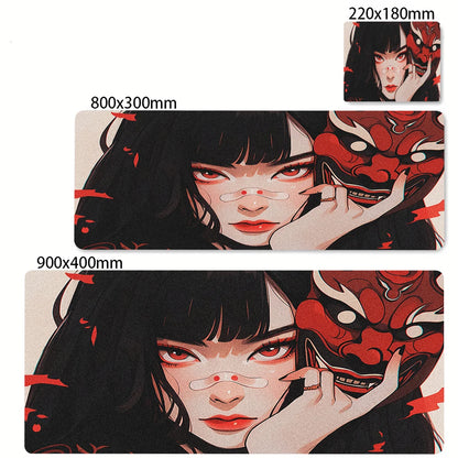 XXL Anime Gaming Desk Mat – Mask Girl Design