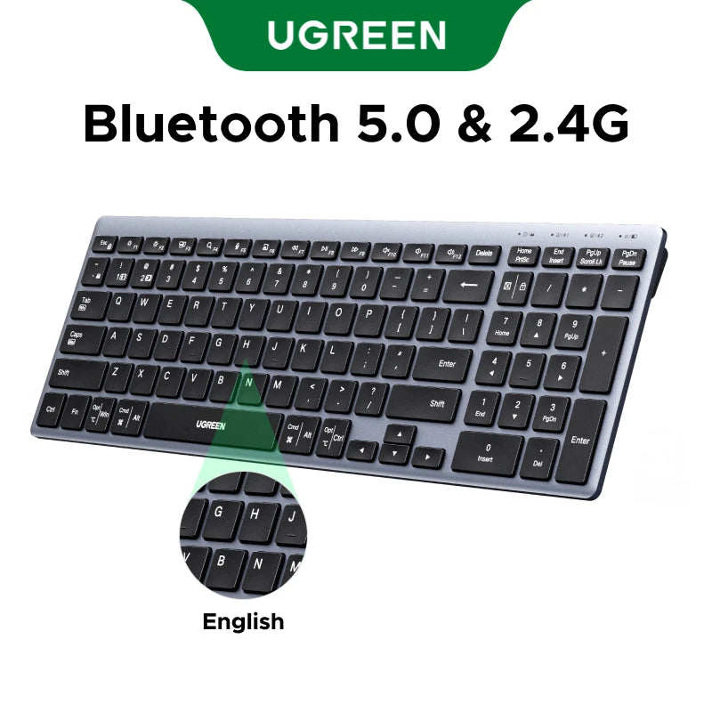 UGREEN 99-Key Wireless Keyboard (Bluetooth & 2.4G)