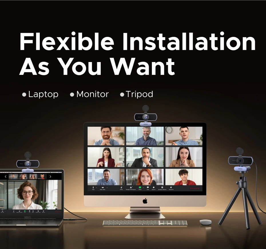 UGREEN 4K FHD Webcam – Auto Focus & Noise-Cancelling Mics