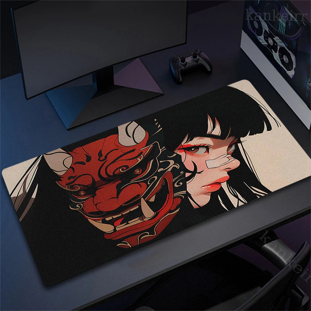 XXL Anime Gaming Desk Mat – Mask Girl Design