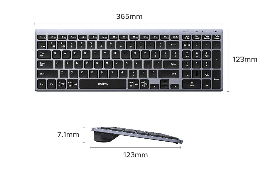UGREEN 99-Key Wireless Keyboard (Bluetooth & 2.4G)