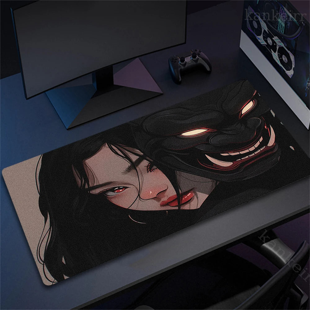 XXL Anime Gaming Desk Mat – Mask Girl Design