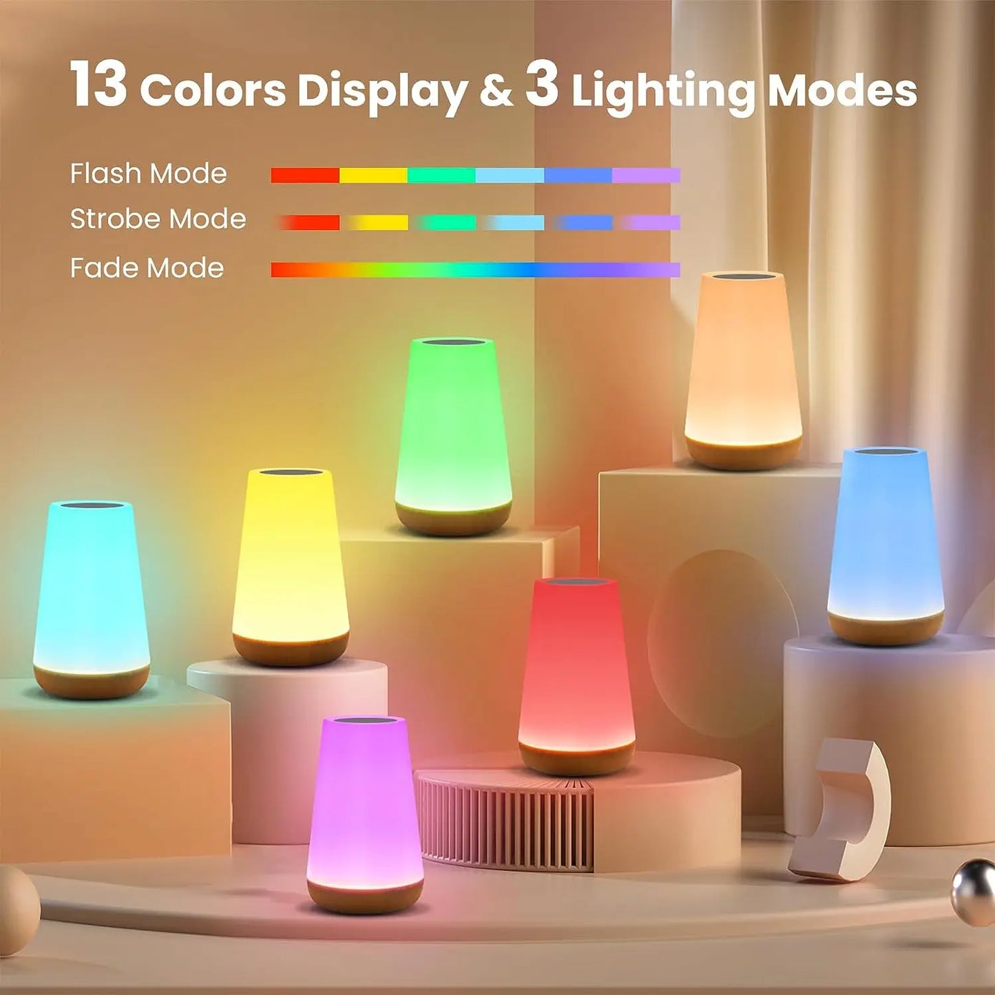 RGB 13-Color Night Light – Touch & Remote Control
