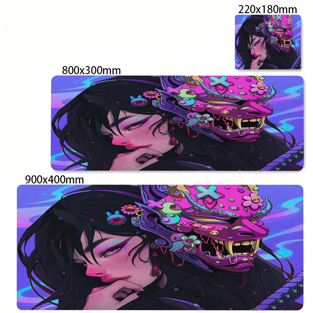 XXL Anime Gaming Desk Mat – Mask Girl Design