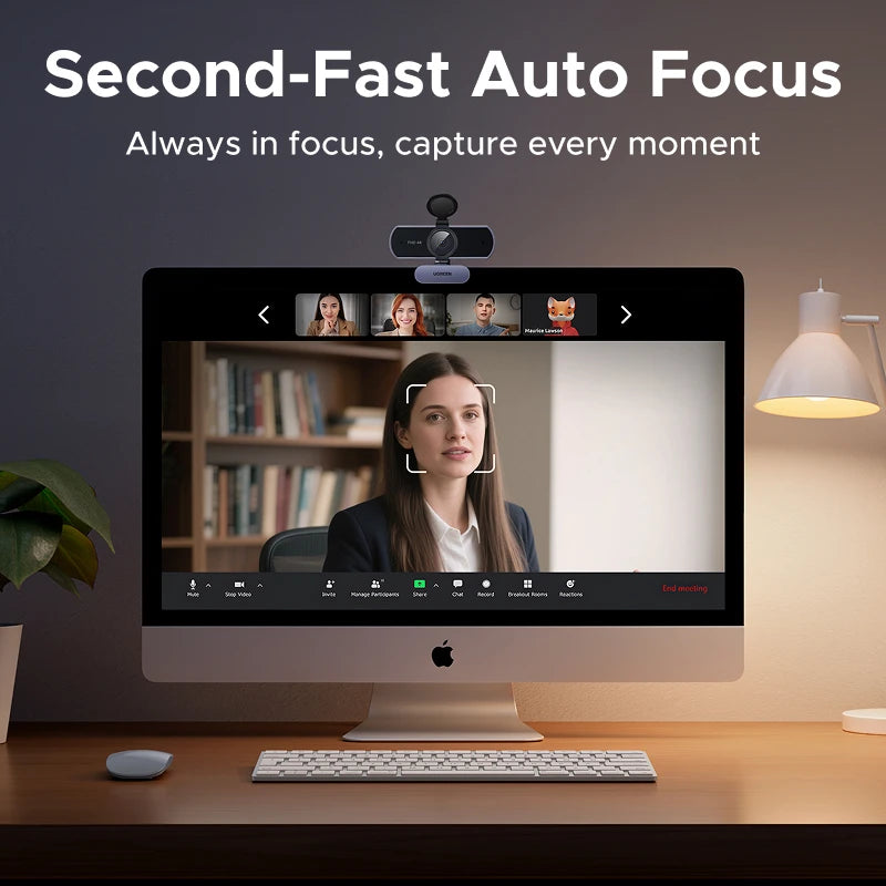 UGREEN 4K FHD Webcam – Auto Focus & Noise-Cancelling Mics