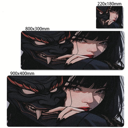 XXL Anime Gaming Desk Mat – Mask Girl Design