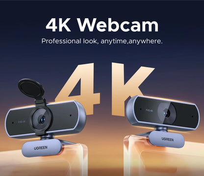 UGREEN 4K FHD Webcam – Auto Focus & Noise-Cancelling Mics